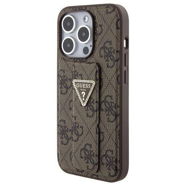 Original Case APPLE IPHONE 15 PRO Guess Hardcase Grip Stand 4G Triangle Strass (GUHCP15LPGS4TDW) brown 3666339197452