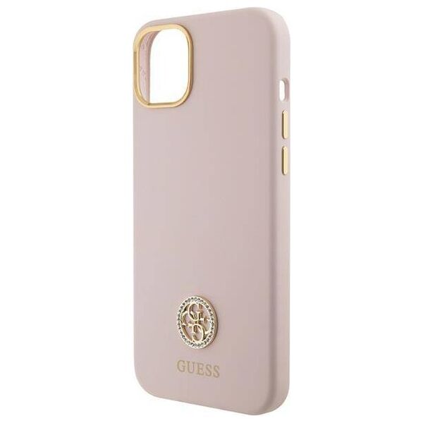 Original Case APPLE IPHONE 15 Guess Hardcase Silicone Logo Strass 4G (GUHCP15SM4DGPP) light pink 3666339148904
