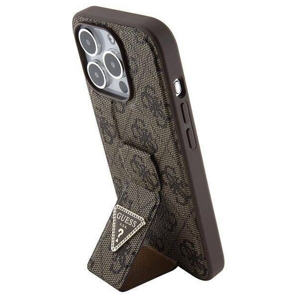Original Case APPLE IPHONE 15 PRO MAX Guess Hardcase Grip Stand 4G Triangle Strass (GUHCP15XPGS4TDW) brown 3666339197469