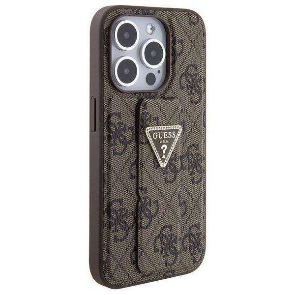Original Case APPLE IPHONE 15 PRO MAX Guess Hardcase Grip Stand 4G Triangle Strass (GUHCP15XPGS4TDW) brown 3666339197469
