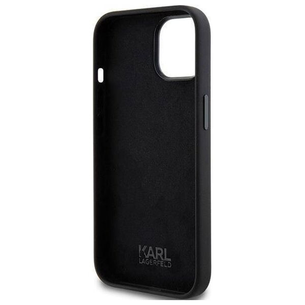 Original Case APPLE IPHONE 15 PLUS Karl Lagerfeld Silicone Choupette Metal Pin (KLHCP15MSMHCNPK) black 3666339166366