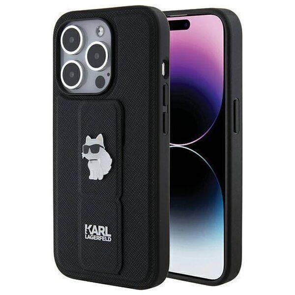 Original Case APPLE IPHONE 15 PRO MAX Karl Lagerfeld Hardcase Gripstand Saffiano Choupette Pins (KLHCP15XGSACHPK) 3666339207465