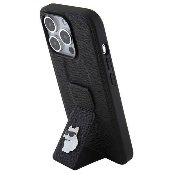 Original Case APPLE IPHONE 15 PRO MAX Karl Lagerfeld Hardcase Gripstand Saffiano Choupette Pins (KLHCP15XGSACHPK) 3666339207465