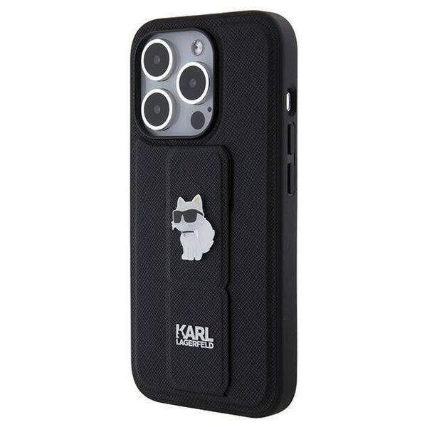 Original Case IPHONE 14 PRO Karl Lagerfeld Hardcase Gripstand Saffiano Choupette Pins (KLHCP14LGSACHPK) black 3666339207410