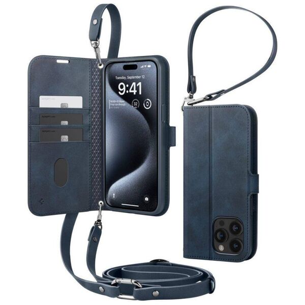 Case APPLE IPHONE 15 PRO Spigen Wallet S Pro navy blue 8809896750721