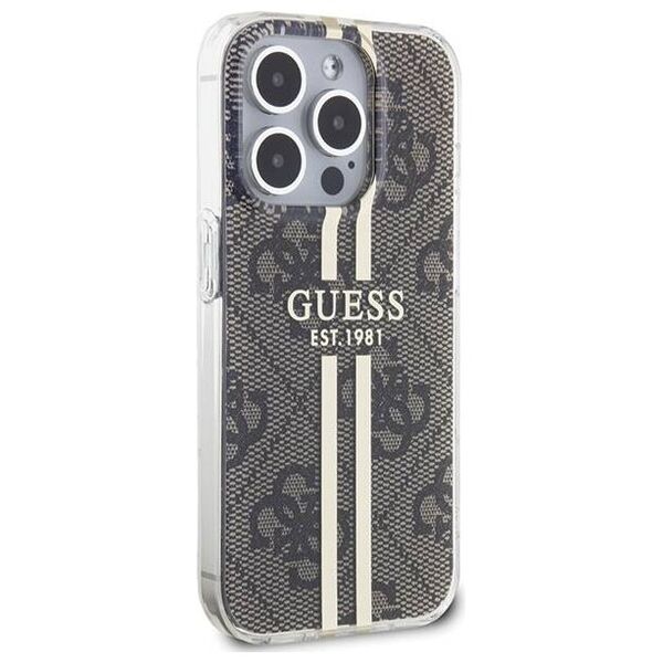 Original Case APPLE IPHONE 15 PRO Guess Hardcase IML 4G Gold Stripe (GUHCP15LH4PSEGW) brown 3666339222840