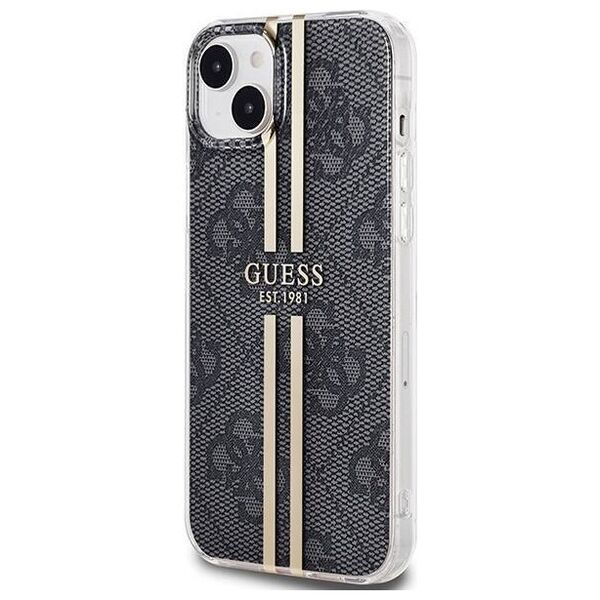 Original Case IPHONE 14 PLUS / 15 PLUS Guess Hardcase IML 4G Gold Stripe (GUHCP15MH4PSEGK) black 3666339222697