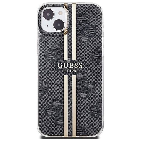 Original Case IPHONE 14 PLUS / 15 PLUS Guess Hardcase IML 4G Gold Stripe (GUHCP15MH4PSEGK) black 3666339222697