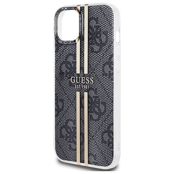 Original Case IPHONE 14 PLUS / 15 PLUS Guess Hardcase IML 4G Gold Stripe (GUHCP15MH4PSEGK) black 3666339222697
