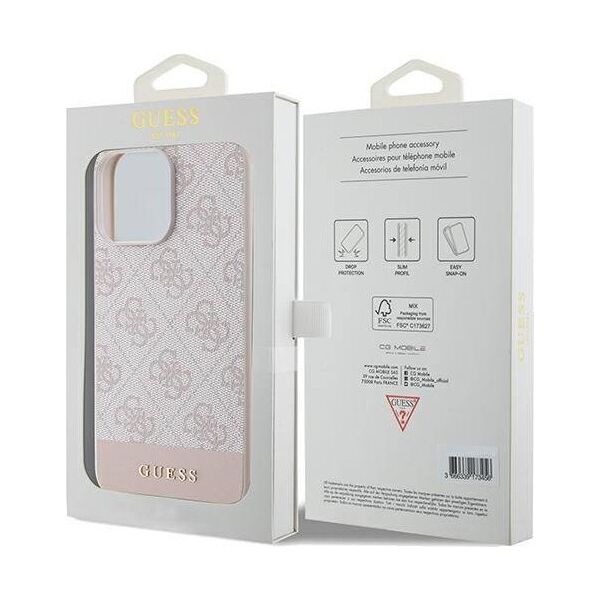 Original Case IPHONE 14 PRO Guess Hard Case 4G Stripe Collection (GUHCP14LG4GLPI) pink 3666339218966