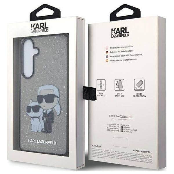 Original Case SAMSUNG GALAXY S24+ Karl Lagerfeld Hardcase Glitter Karl&Choupette (KLHCS24MHNKCTGK) black 3666339242398