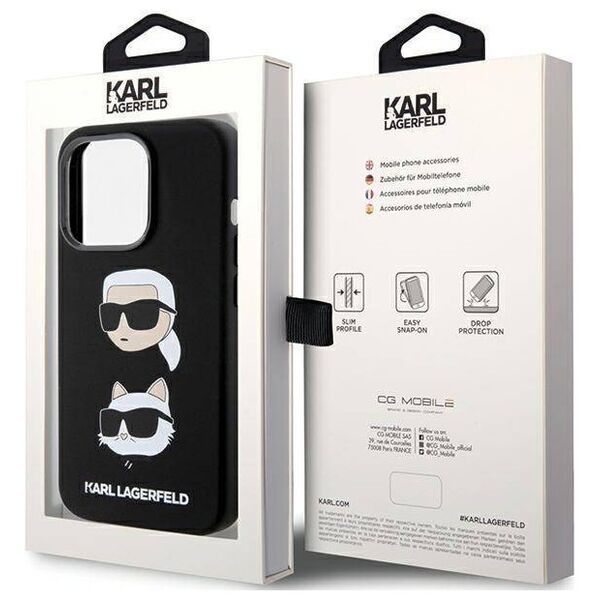 Original Case APPLE IPHONE 15 PRO Karl Lagerfeld Silicone Karl&Choupette Head (KLHCP15LSDHKCNK) black 3666339164812