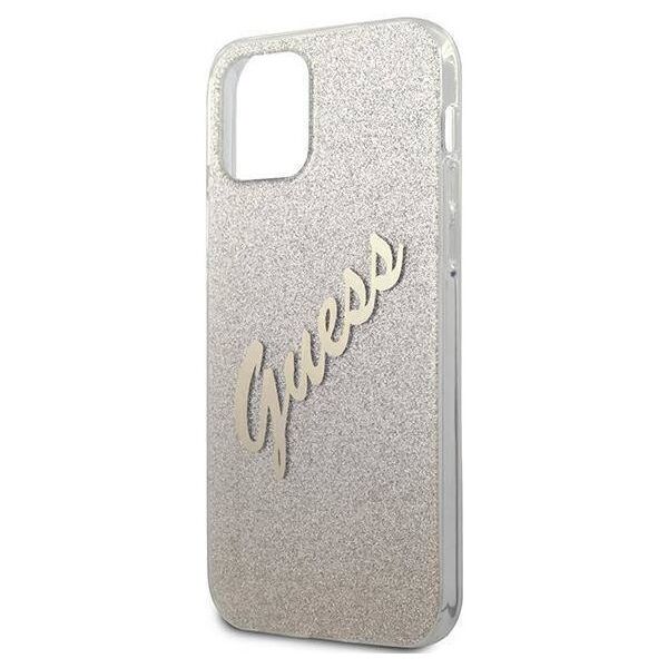 Original Case IPHONE 12 / 12 PRO Guess Hardcase Glitter Gradient Script (GUHCP12MPCUGLSGO) gold 3700740494745