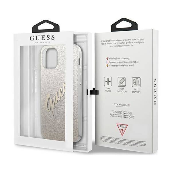 Original Case IPHONE 12 / 12 PRO Guess Hardcase Glitter Gradient Script (GUHCP12MPCUGLSGO) gold 3700740494745