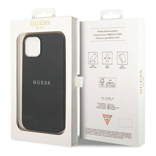 Original Case IPHONE 14 PLUS Guess Saffiano Strap black 3666339088590