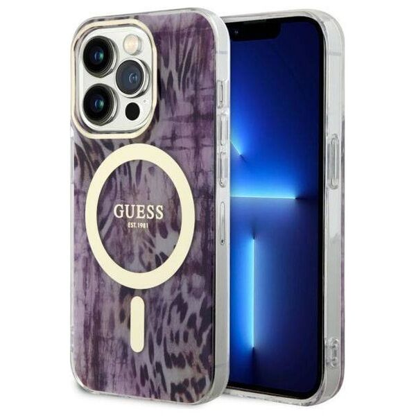 Original Case IPHONE 14 PRO Guess Hardcase Leopard MagSafe (GUHMP14LHLEOPWP) pink 3666339115692