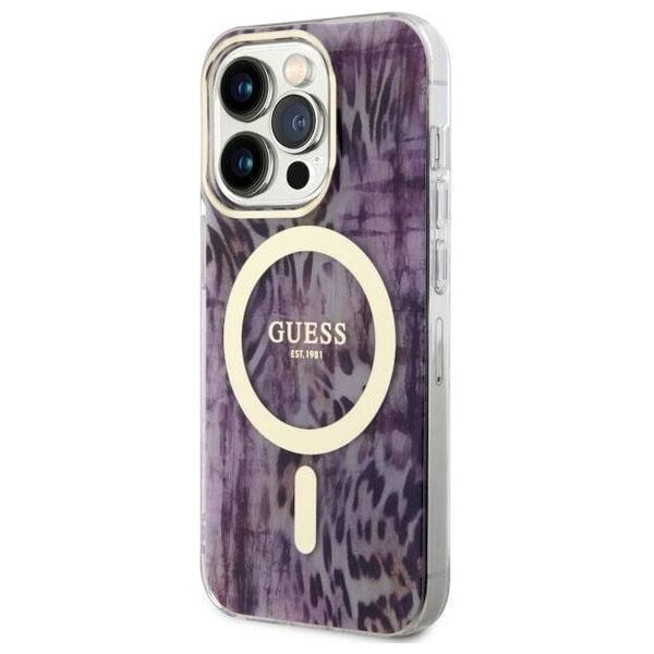 Original Case IPHONE 14 PRO Guess Hardcase Leopard MagSafe (GUHMP14LHLEOPWP) pink 3666339115692