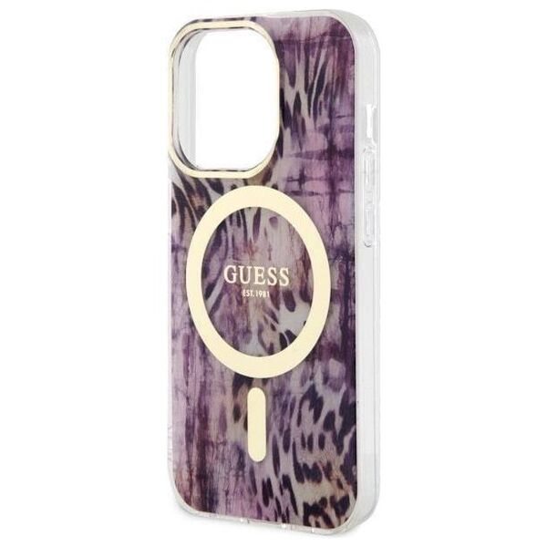 Original Case IPHONE 14 PRO Guess Hardcase Leopard MagSafe (GUHMP14LHLEOPWP) pink 3666339115692