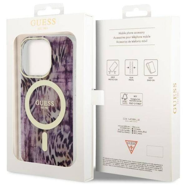 Original Case IPHONE 14 PRO Guess Hardcase Leopard MagSafe (GUHMP14LHLEOPWP) pink 3666339115692