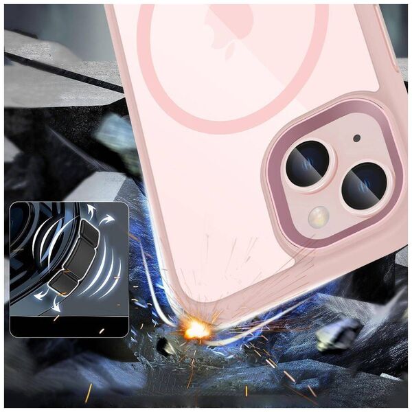 Case APPLE IPHONE 15 Tech-Protect Magmat MagSafe transparentne pink 5906302307999