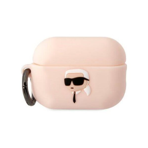 Case APPLE AIRPODS PRO 2 Karl Lagerfeld Silicone Karl Head 3D light pink 3666339099251