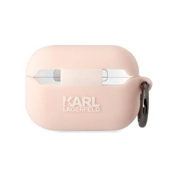 Case APPLE AIRPODS PRO 2 Karl Lagerfeld Silicone Karl Head 3D light pink 3666339099251