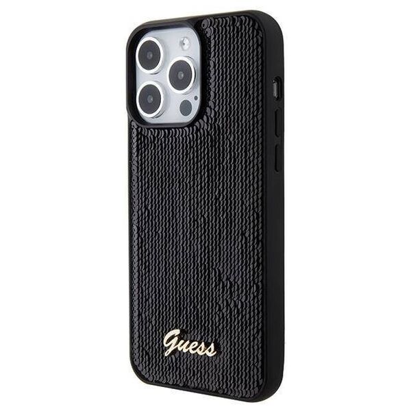 Original Case APPLE IPHONE 15 PRO Guess Hardcase Sequin Script Metal (GUHCP15LPSFDGSK) black 3666339172893