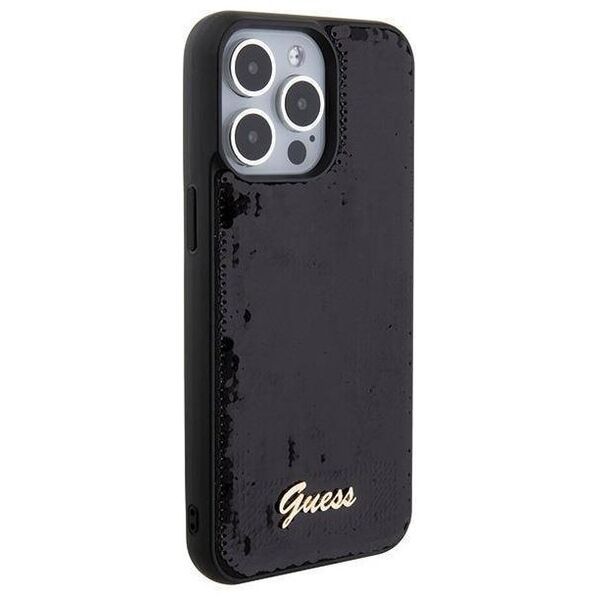 Original Case APPLE IPHONE 15 PRO Guess Hardcase Sequin Script Metal (GUHCP15LPSFDGSK) black 3666339172893