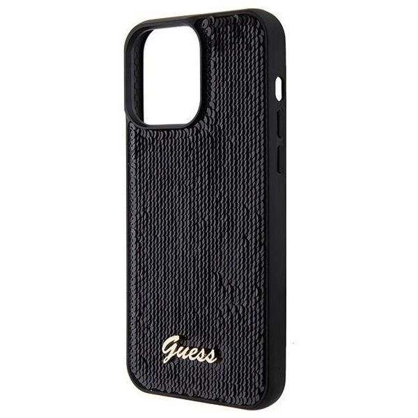 Original Case APPLE IPHONE 15 PRO Guess Hardcase Sequin Script Metal (GUHCP15LPSFDGSK) black 3666339172893