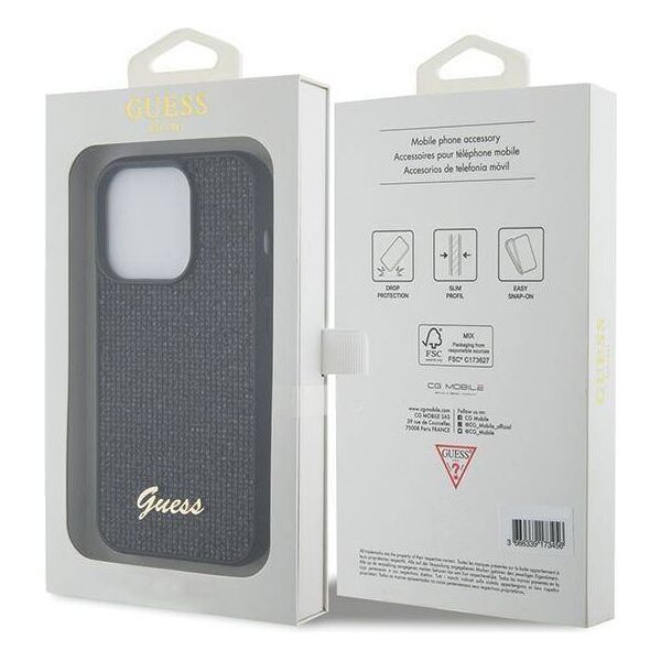 Original Case APPLE IPHONE 15 PRO Guess Hardcase Sequin Script Metal (GUHCP15LPSFDGSK) black 3666339172893