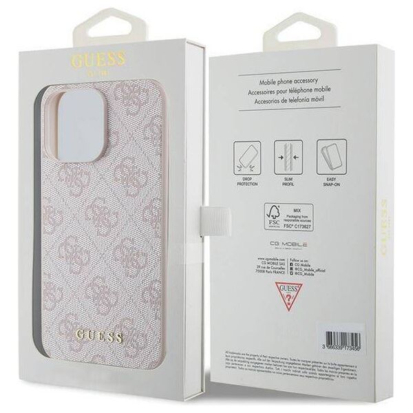 Original Case APPLE IPHONE 15 PRO MAX Guess Hard Case 4G Metal Gold Logo (GUHCP15XG4GFPI) pink 3666339171810