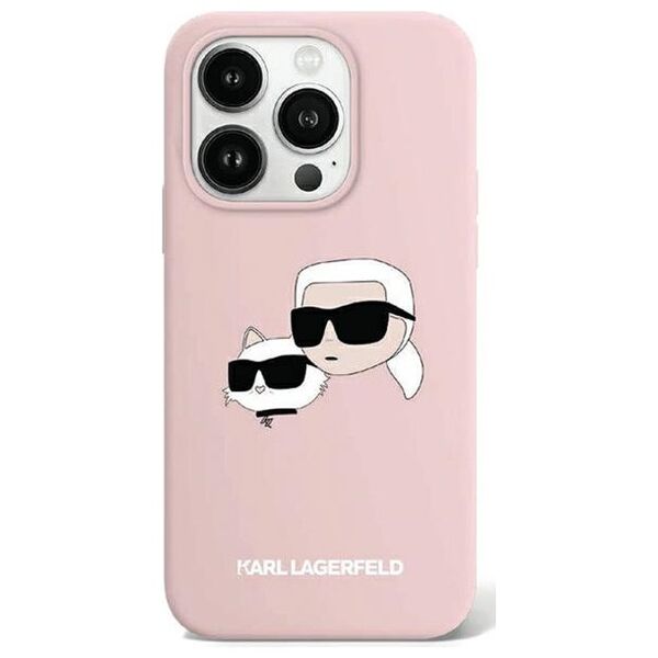 Karl Lagerfeld case for iPhone 15 Pro Max 6,7&quot; KLHMP15XSKCHPPLP pink HC Magsafe silicone sil double heads print 3666339256876