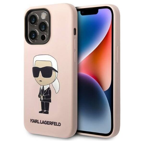 Original Case IPHONE 14 PRO Karl Lagerfeld Hardcase Silicone NFT Ikonik Magsafe (KLHMP14LSNIKBCP) pink 3666339087661