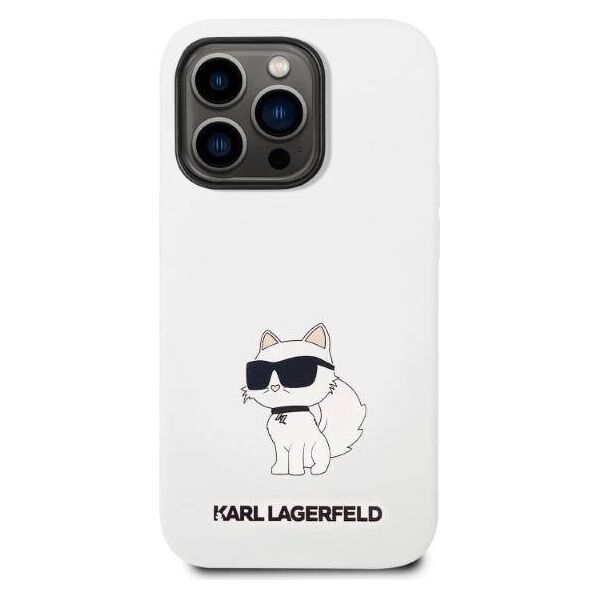 Case IPHONE 14 PRO Karl Lagerfeld Hardcase Silicone Choupette (KLHCP14LSNCHBCH) white 3666339086787