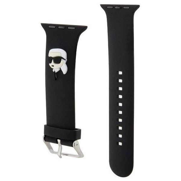 Strap for APPLE WATCH 4 / 5 / 6 / 7 / 8 / SE / ULTRA (42 / 44 / 45 / 49 MM) Karl Lagerfeld Strap 3D Rubber Karl Head (KLAWLSLKNK) black 3666339127381
