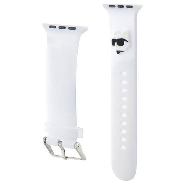 Strap for APPLE WATCH 4 / 5 / 6 / 7 / 8 / SE (38 / 40 / 41 MM) Karl Lagerfeld Strap 3D Rubber Choupette Head (KLAWMSLCNH) white 3666339190132