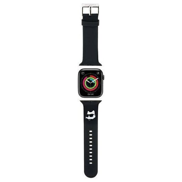 Strap for APPLE WATCH 4 / 5 / 6 / 7 / 8 / SE (38 / 40 / 41 MM) Karl Lagerfeld Strap 3D Rubber Choupette Head (KLAWMSLCNK) black 3666339190118
