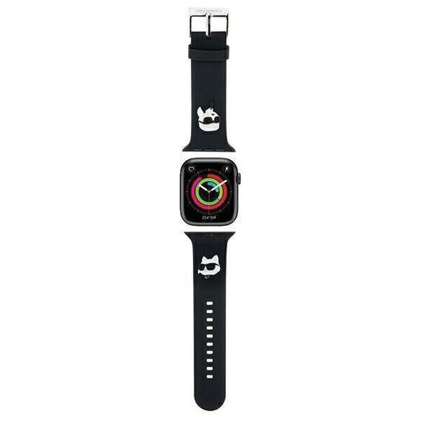Strap for APPLE WATCH 4 / 5 / 6 / 7 / 8 / SE (38 / 40 / 41 MM) Karl Lagerfeld Strap 3D Rubber Karl&Choupette Heads (KLAWMSLKCNK) black 3666339190071