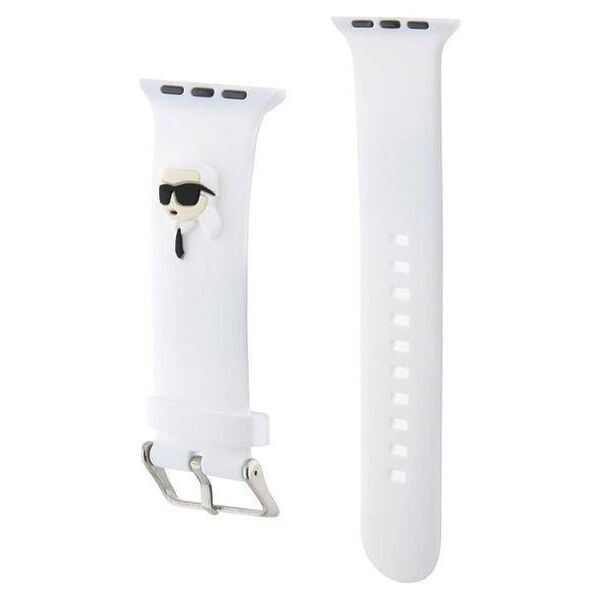 Strap for APPLE WATCH 4 / 5 / 6 / 7 / 8 / SE (38 / 40 / 41 MM) Karl Lagerfeld Strap 3D Rubber Karl Head (KLAWMSLKNH) white 3666339127398