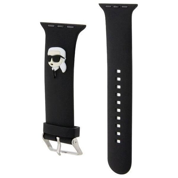 Strap for APPLE WATCH 4 / 5 / 6 / 7 / 8 / SE (38 / 40 / 41 MM) Karl Lagerfeld Strap 3D Rubber Karl Head (KLAWMSLKNK) black 3666339127374