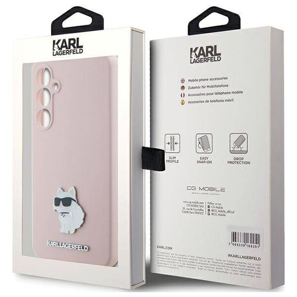 Original Case SAMSUNG GALAXY S23 FE Karl Lagerfeld Silicone Choupette Metal Pin (KLHCS23FESMHCNPP) pink 3666339218690