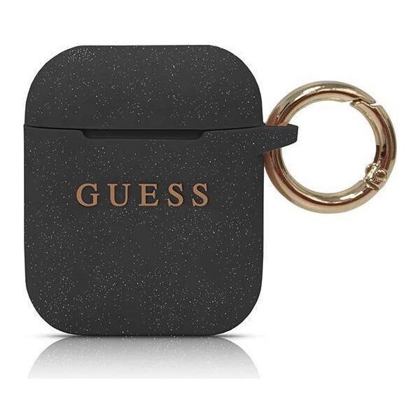 Original Case APPLE AIRPODS Guess Silicone Glitter (GUACCSILGLBK) black 3700740463796