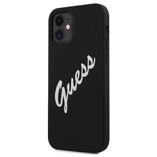 Original Case IPHONE 12 MINI Guess Hardcase Silicone Vintage (GUHCP12SLSVSBW) black 3700740495278