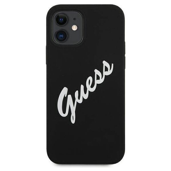 Original Case IPHONE 12 MINI Guess Hardcase Silicone Vintage (GUHCP12SLSVSBW) black 3700740495278