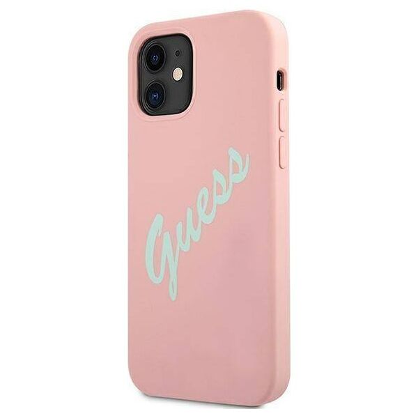 Original Case IPHONE 12 MINI Guess Hardcase Silicone Vintage (GUHCP12SLSVSPG) pink 3700740495186