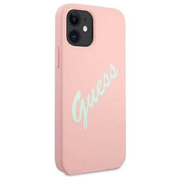 Original Case IPHONE 12 MINI Guess Hardcase Silicone Vintage (GUHCP12SLSVSPG) pink 3700740495186