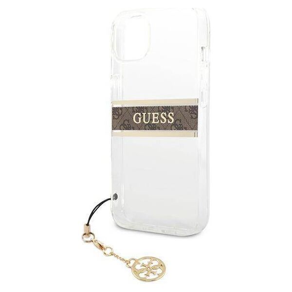 Original Case IPHONE 13 MINI Guess Hardcase 4G Brown Strap Charm (GUHCP13SKB4GBR) transparent 3666339023393