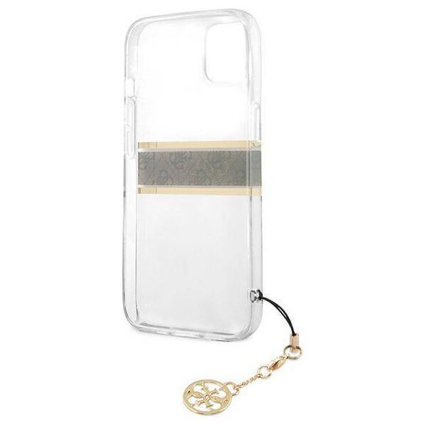 Original Case IPHONE 13 MINI Guess Hardcase 4G Brown Strap Charm (GUHCP13SKB4GBR) transparent 3666339023393
