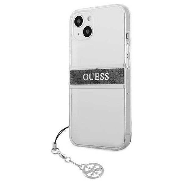 Original Case IPHONE 13 MINI Guess Hardcase 4G Grey Strap Charm (GUHCP13SKB4GGR) transparent 3666339023355