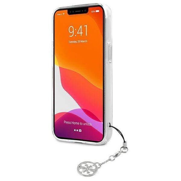 Original Case IPHONE 13 MINI Guess Hardcase 4G Grey Strap Charm (GUHCP13SKB4GGR) transparent 3666339023355